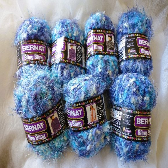 Premier Other - NWT Bernat Bling Bling Yarn Brilliant Blue Lot of 7 Skeins